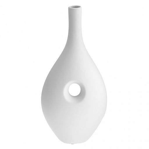 Ваза керамическая "Кейптаун" 2,1л, 18х10см h38см, д/горла - 2,4см, матовая глазурь, цвет - белый, в коробке (Китай)