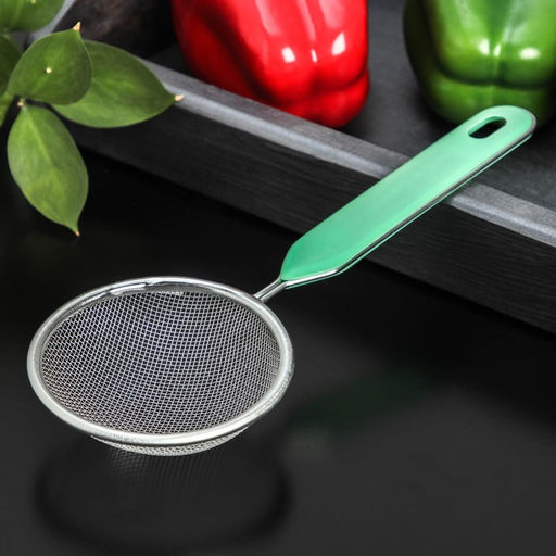 Сито с ручкой Доляна Хозяюшка, d=8,5 см, цвет зелёный  фото 2