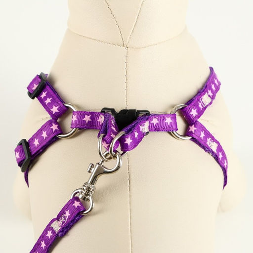 Комплект амуниции Звёзды, поводок 120 х 1 см, ОГ 26-38 см, фиолетовый - Пижон фото 4