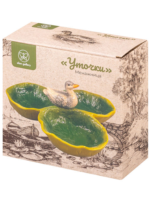 Менажница 3 секции 24*23*9 см "Уточка", керамика
