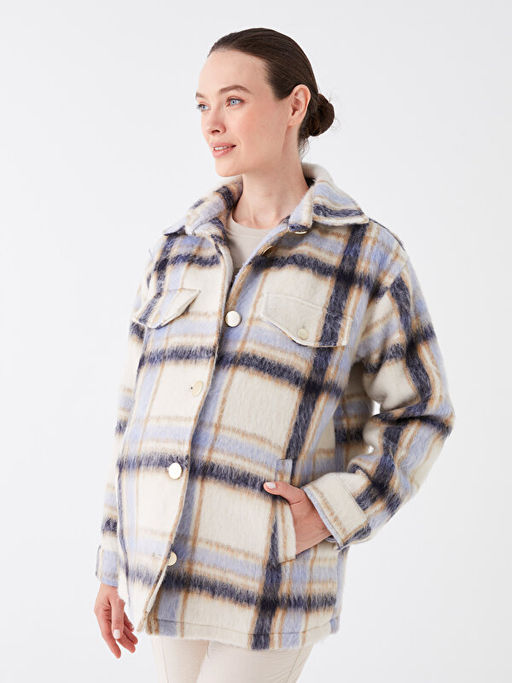 Ekose Desenli Uzun Kollu Hamile Ka?e Kaban