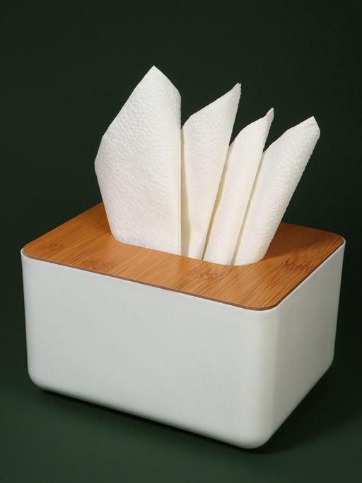 Органайзер для хранения салфеток BAMBOO, 17×13×9.5 см, белый, коричневый