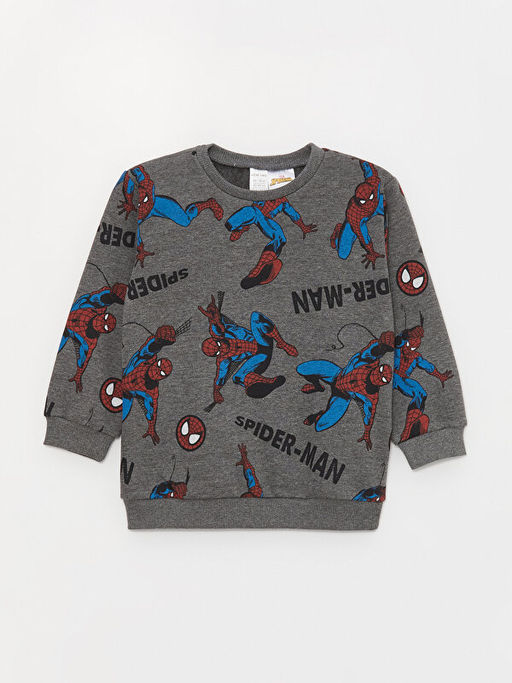 Bisiklet Yaka Uzun Kollu Spiderman Bask?l? Erkek Bebek Sweatshirt ve E?ofman Alt 2li Tak?m - Waikiki фото 2