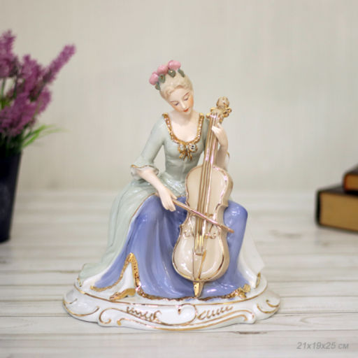 Статуэтка Дама с виоланчелью 25 см / HW-13 /уп 12/