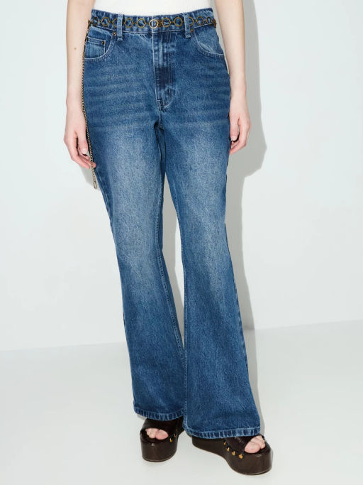 Джинсы расклешенные с высокой посадкой с цепочкой ZR2604092327-103 / Zarina