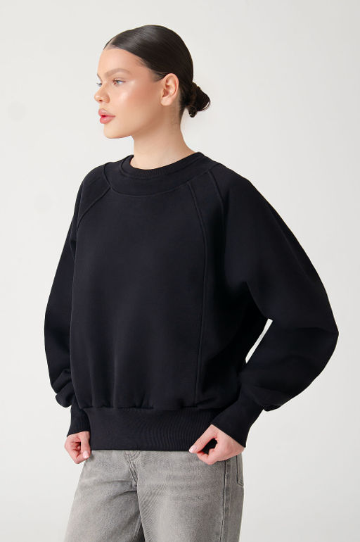 Арт. 15113 Свитшот женский оверсайз 42-50 (5 шт) Цвет:черный - Калинка фото 9