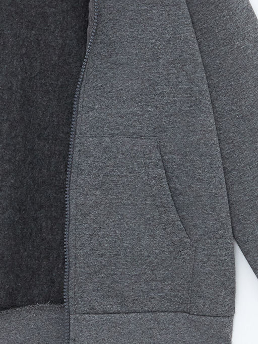 Kap??onlu Erkek ?ocuk Kal?n Fermuarl? Sweatshirt