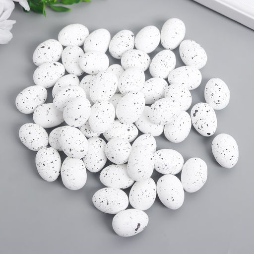 Цена за 2 шт. Декор пасхальный "Яйцо перепелиное" набор 50 шт белый 1,8х2,5 см, 8х8х8 см