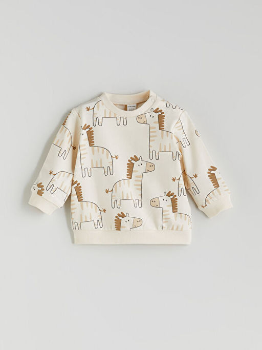 Bask?l? Erkek Bebek Sweatshirt ve E?ofman Alt 2li