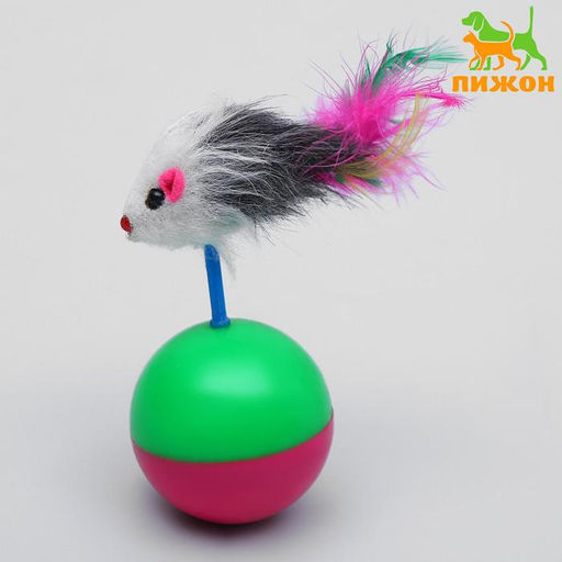Игрушка-неваляшка Мышь на шаре, микс цветов