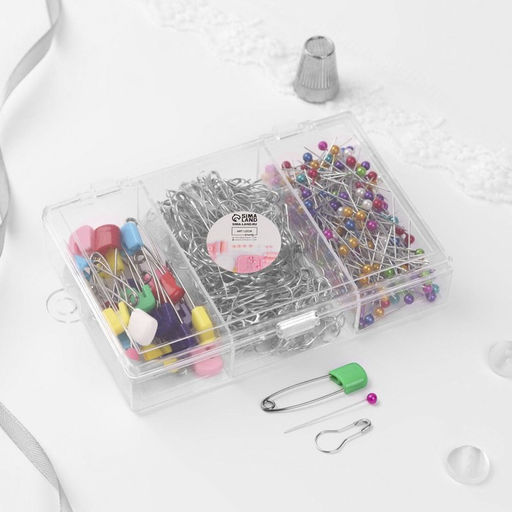 Набор булавок: портновские, с круглым концом, английские, 22 / 37 / 40 мм, 422 шт., разноцветный