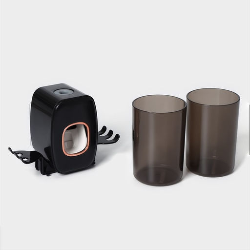 Держатель для зубных щёток с выдавливателем для зубной пасты, стакан 2 шт., 2010.26.2 см, чёрный - Simaland фото 7