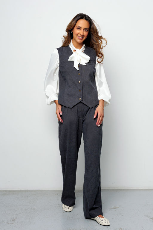 Костюм брючный вельветовый с жилеткой 399GRY