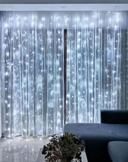 Гирлянда штора на окно хвойная лапа 3х2, холодный свет