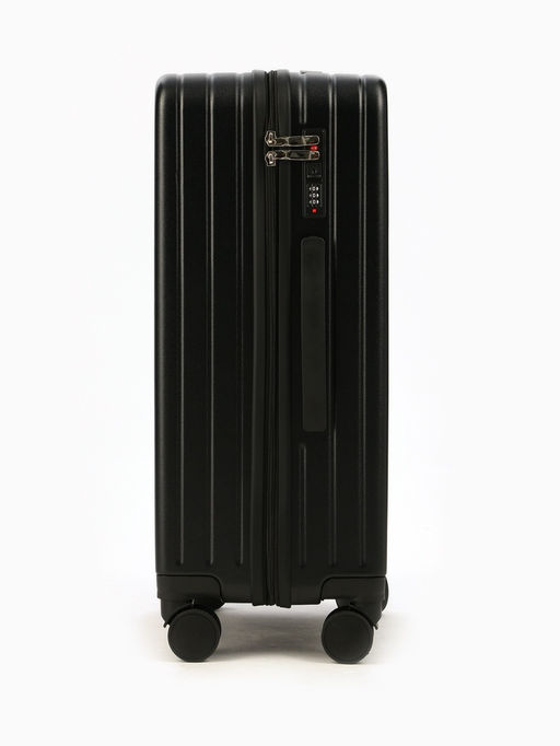 Чемодан на колёсах средний 74 л (М), на молнии, кодовый замок, 4 колеса, чёрный