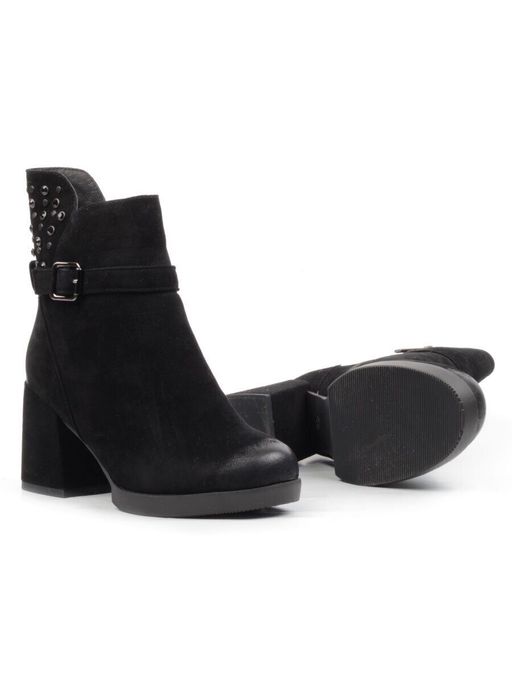 04-R164-1 BLACK Полусапоги женские (натуральная замша, натуральный мех) - Фабричный китай фото 13