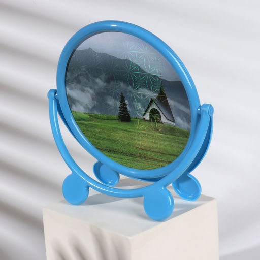 Зеркало настольное, с рамкой для фото, d=23.5 см, (d=17.5 см), МИКС