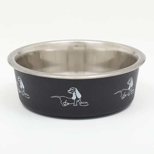 Миска металлическая в пластиковом корпусе Собачья любовь, 445 мл, черная - Пижон фото 3