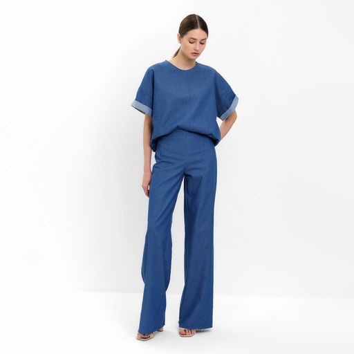 Футболка оверсайз женская MINAKU: Jeans Collection, электрик, размер 52