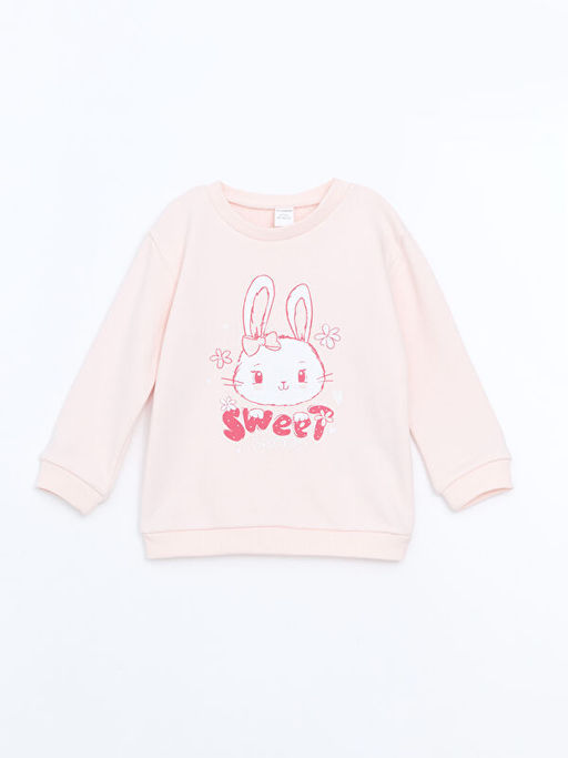 Bisiklet Yaka Uzun Kollu Bask?l? K?z Bebek Sweatshirt ve E?ofman 2li Tak?m - Waikiki фото 2