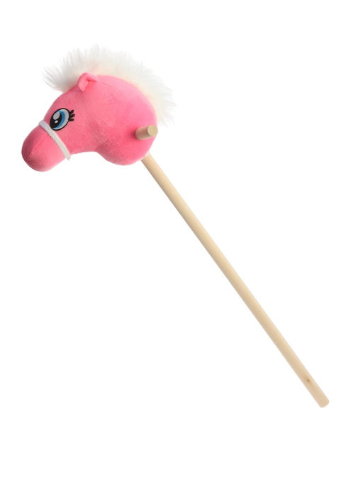 Мягкая игрушка Конь-скакун, на палке, цвет розовый