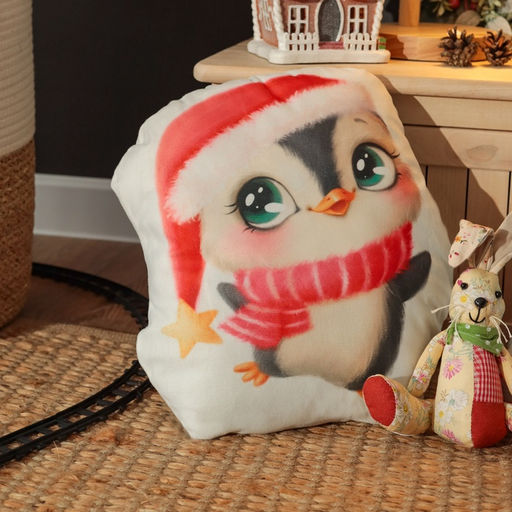 Подушка Этель Happy penguin 30х35 см, 100 п/э, велюр