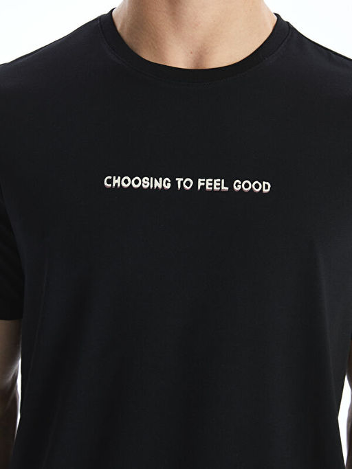 Bisiklet Yaka Bask?l? Erkek Ti??rt