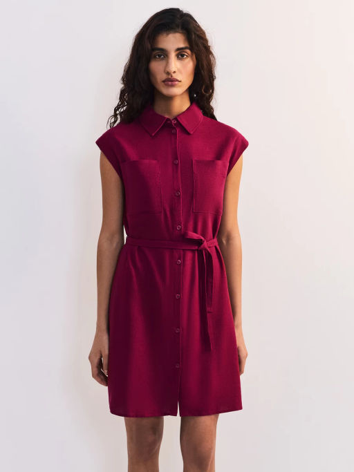 Льняное платье-рубашка с поясом ZR2605012907-91 / Zarina