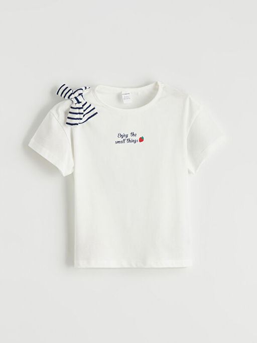 K?z ?ocuk Bask?l? Ti??rt ve ?izgili Pantolon