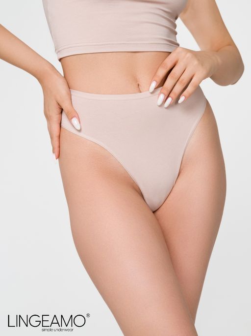 Трусы женские стринги с высокой посадкой Lingeamo бежевые ЛС-15 (4)  фото 3