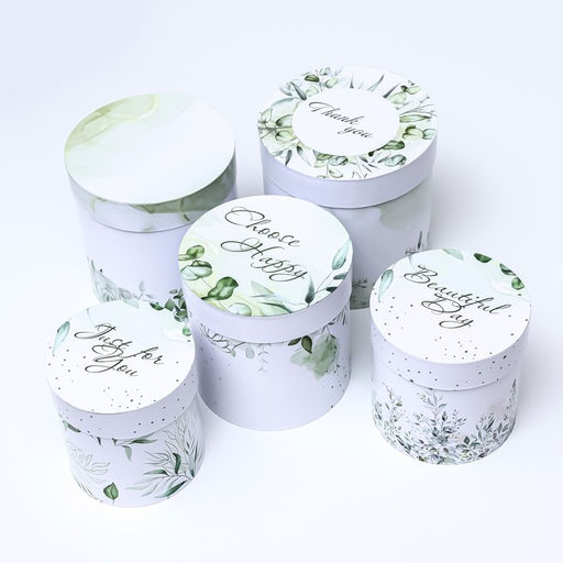 Набор круглых коробок 5 в 1 «Простая нежность», 19.5 × 19.5 - 14×14 см