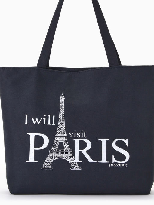 Сумка текстильная шопер на молнии с подкладкой, 42×9×32 см, с рисунком, чёрная/белая