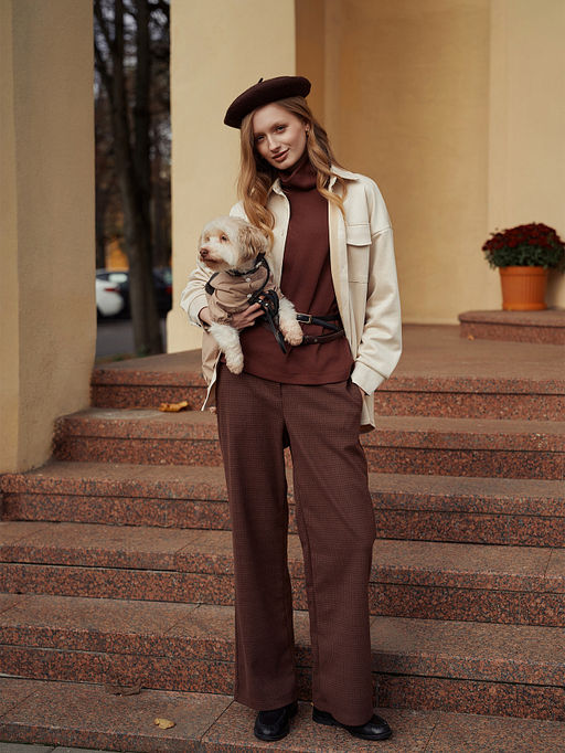 Брюки женские коричневые в клетку - Mark formelle фото 2