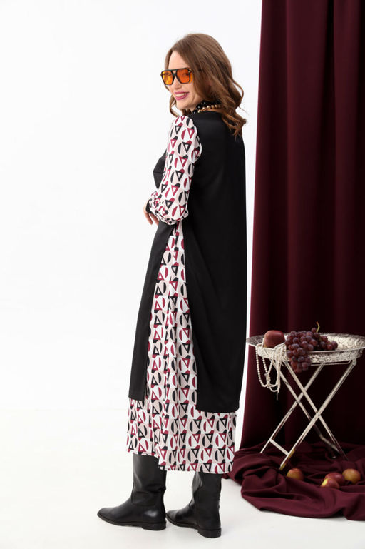 Платье NIKVA н926-2 ромбы бургунди и чёрный  фото 3