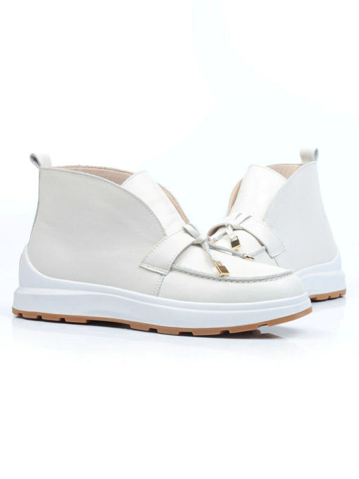 01-5281-2 WHITE Ботинки демисезонные женские (натуральная кожа, байка)