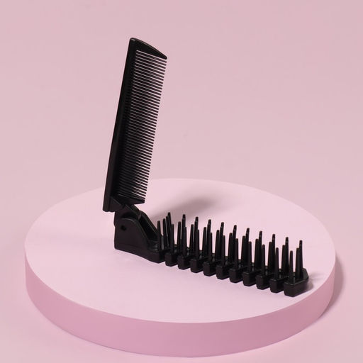 Расчёска складная, 20/10×2.8 (±1) см, чёрная