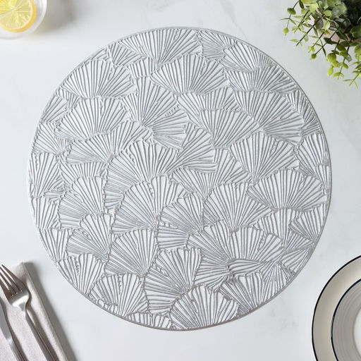 Набор салфеток сервировочных на стол Доляна Веер, d=38 см, 4 шт, цвет серебряный фото 16