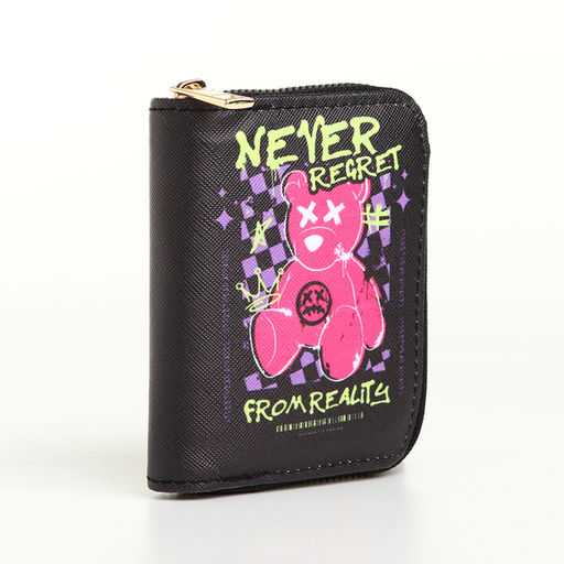 Кошелёк на молнии Never regret, чёрный