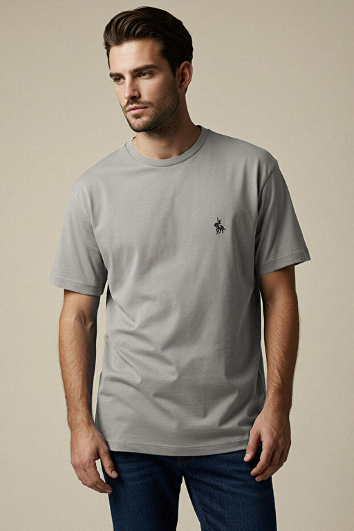 Gri Regular/Normal Kesim At Nak__ Detayl_ %100 Pamuklu T-Shirt TMNSS24TS00056 - Trendyolmilla фото 2