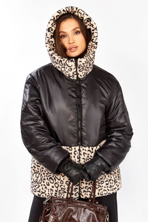 Куртка LADY SECRET 7296 черный+беж лео