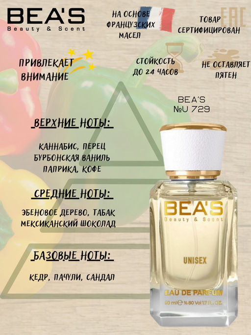 Парфюм Beas 50 ml U 729 Unisex  фото 2