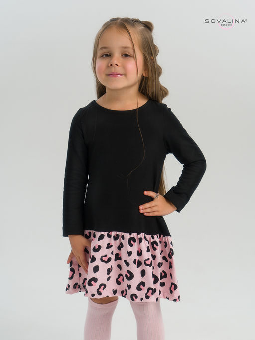 Платье Алиса дл/р черный-нежный леопард - Sovalina фото 26