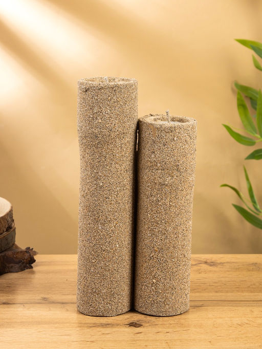 Свеча в бамбуке тройная, 15×15×30 см, 100 мл, песочная