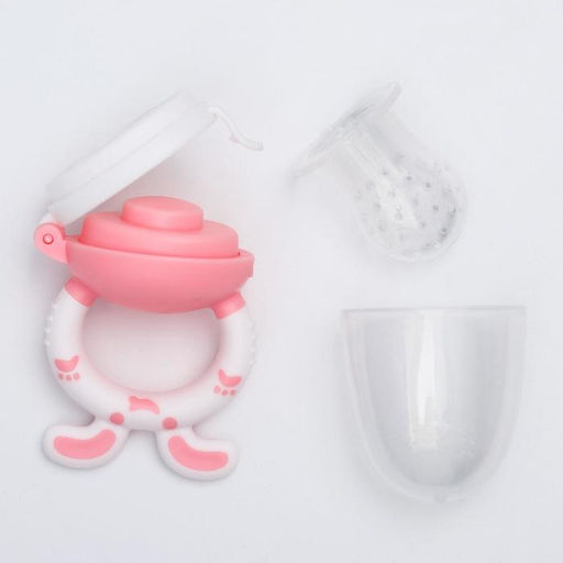 Ниблер для прикорма M&B «Зайчик», с силиконовой сеточкой, розовый