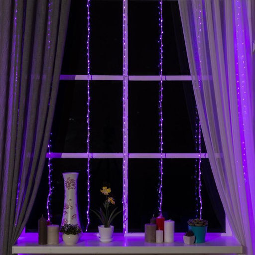 Гирлянда Водопад 2?1.5 м, IP20, прозрачная нить, 400 LED, свечение фиолетовое, 8 режимов, 220 В - Luazon lighting фото 2
