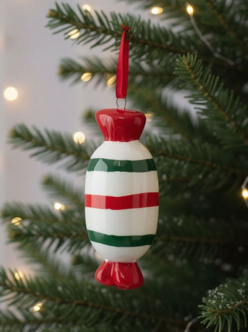 Игрушка елочная, 8 см, керамика, Конфета, New year