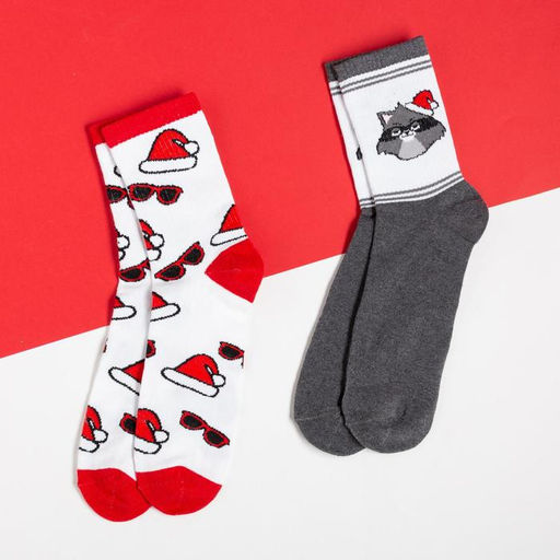 Носки мужские новогодние «Енот» размер 41-44, набор 2 пары