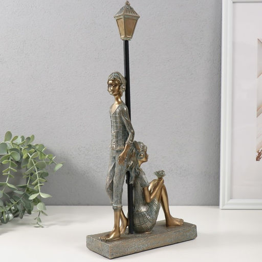 Фигурка полистоун Парочка в наушниках - встреча, бронза с патиной, 17.5?6?37 см