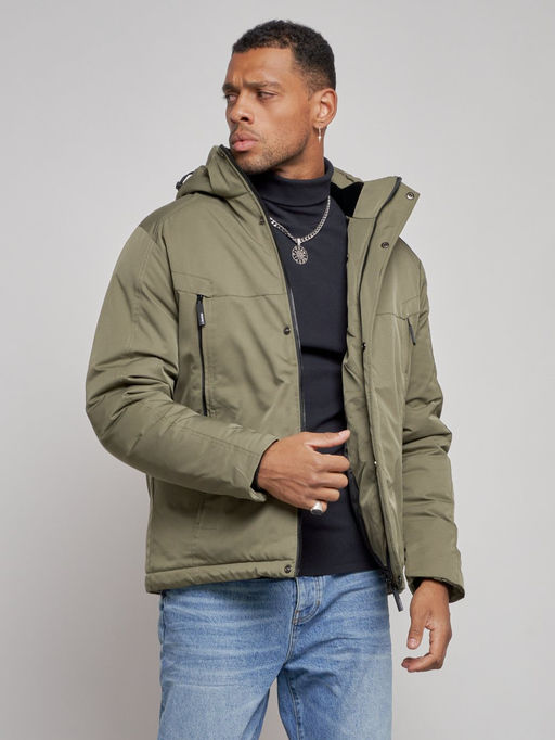 Куртка мужская зимняя с капюшоном спортивная великан цвета хаки 8332Kh - Wonderrman фото 7