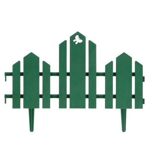 Ограждение декоративное, 25×170 см, 5 секций, пластик, зелёное, «Чудный сад»